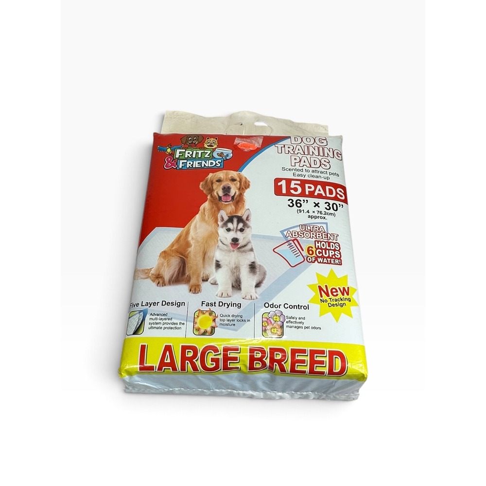 Fritz & Friends Dog Training Pads Large Breed 15 Count 36x30 Blue New 5-Layer